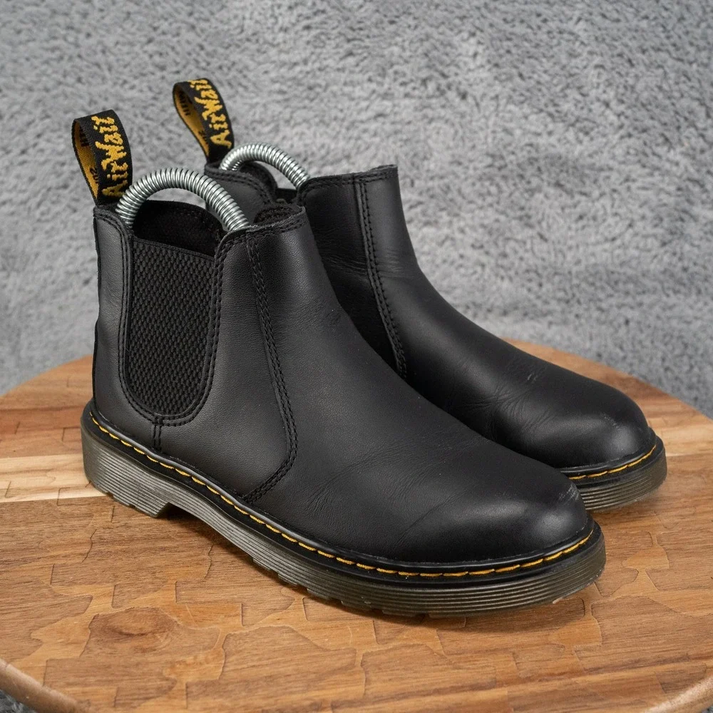 Dr. Martens 2976 J Chelsea Boots Kids Size 3 Black Leather Side Zip